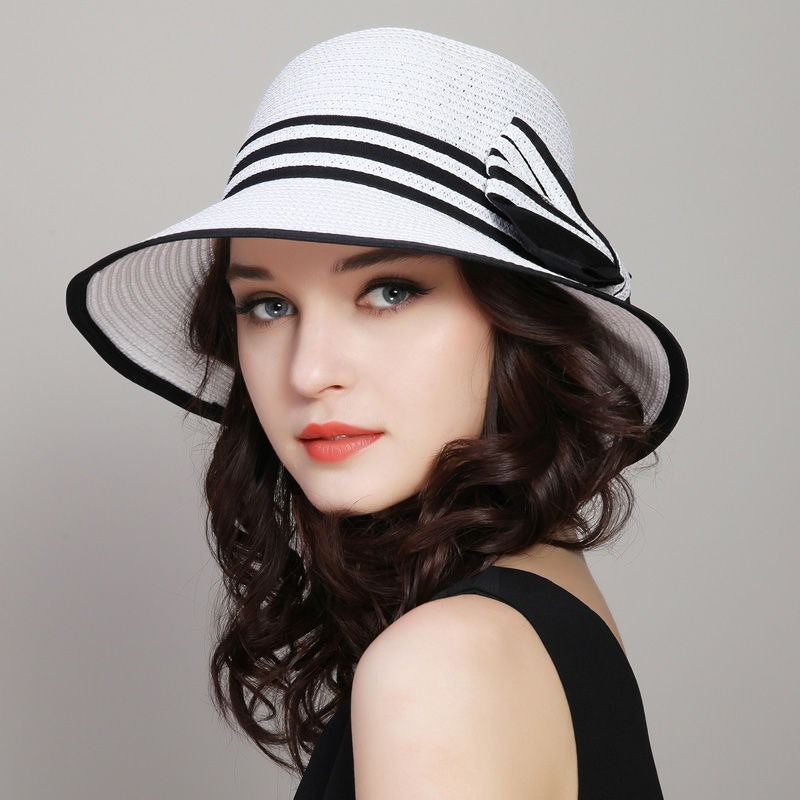 1pc Sun Hat; Beach Hat; Sun Protection; Foldable; Ribbon Hat; Women's Hat; Colors: Milky White/White/Beige/Pink/Brown Doba